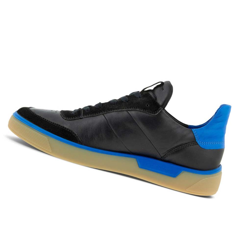 Men's Ecco Street Tray M Laced Casual Shoes Black / Blue | Canada 496AHK